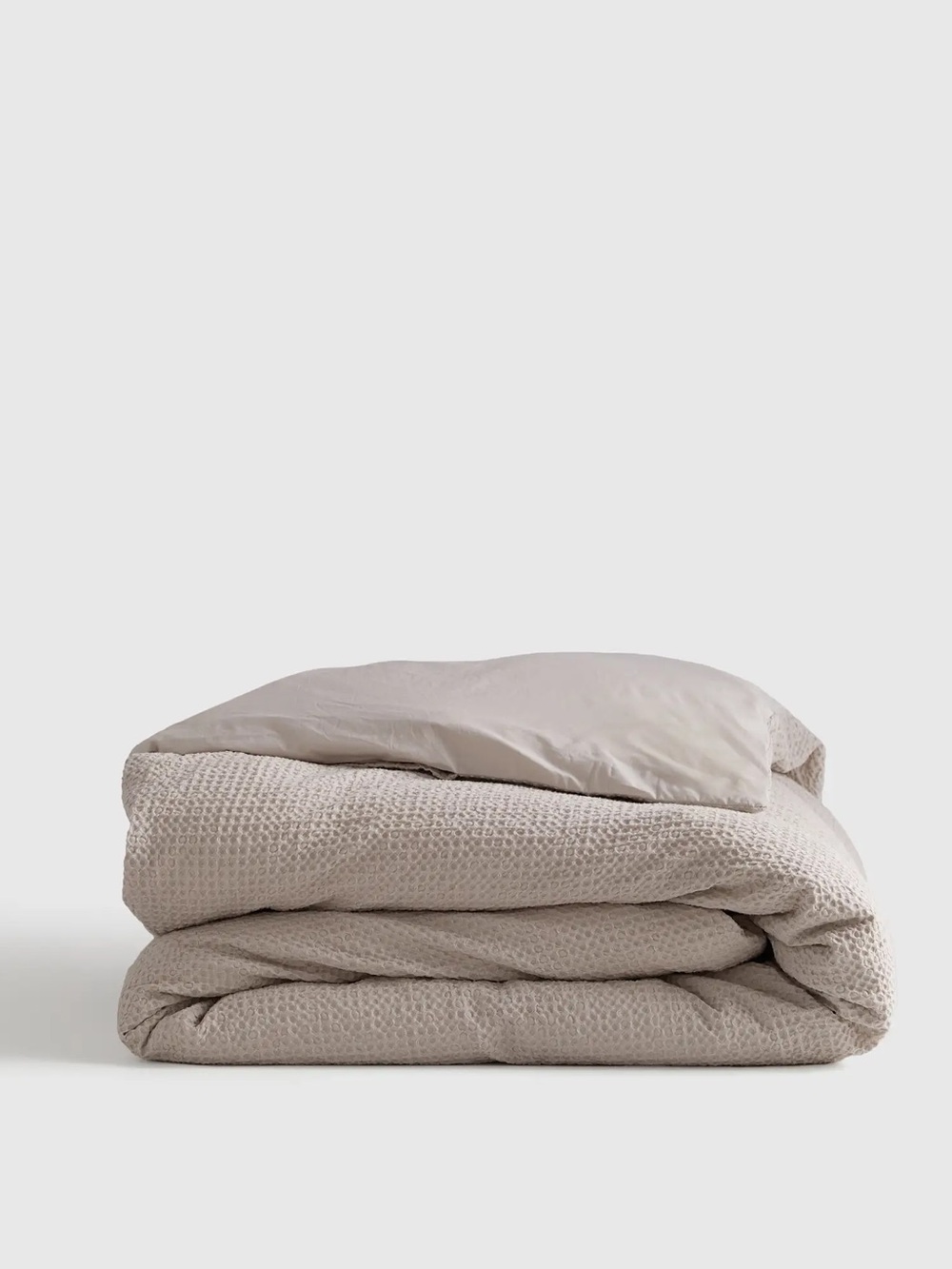 Quince Organic Luxe Honeycomb Duvet Cover NWOT | Full Queen Sand Beige Waffle